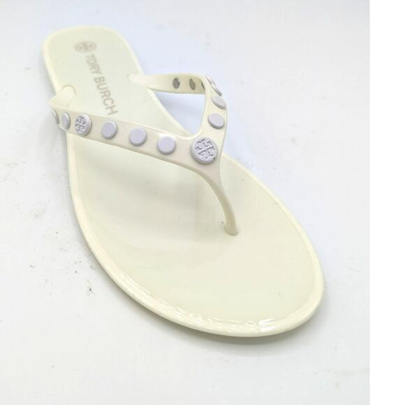 Tory Burch Jelly Studded Thongs New Ivory Color White Studs NWOT 9M - Picture 3 of 11